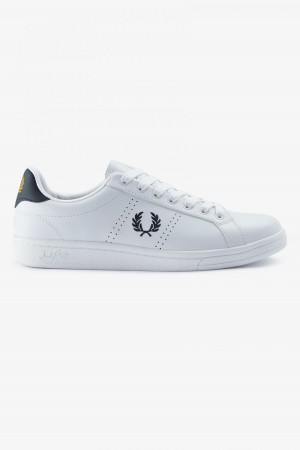 Fred Perry B721 Schuhe Herren Weiß Navy | XCHBH40027