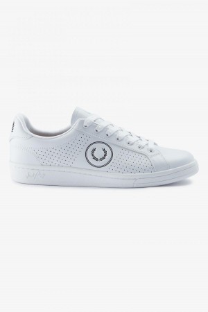 Fred Perry B721 Schuhe Herren Weiß Schwarz | BCHSO73945