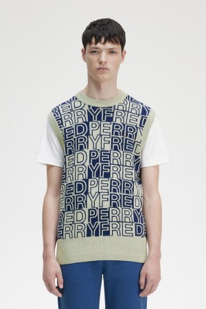 Fred Perry Block Graphic Tank Strickwaren Herren Seagrass | UCHTG58899