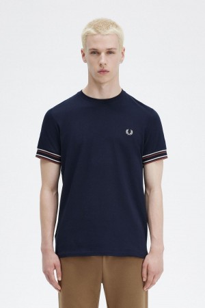 Fred Perry Bold Tipped Piqué T-shirts Herren Navy | ECHVG45054