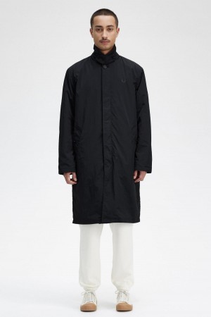 Fred Perry Button Through Mac Mäntel Herren Schwarz | CHDFL53935