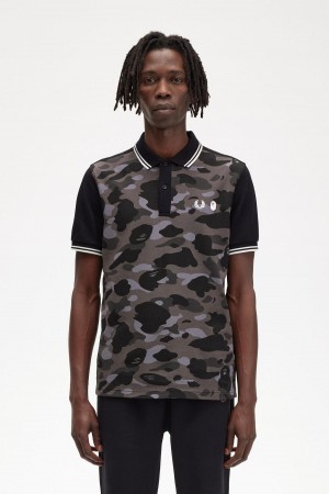 Fred Perry Camouflage Fred Perry Shirt Polo Shirts Herren Schwarz | CHDYB99417