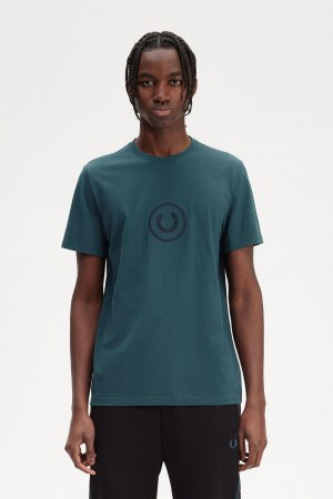 Fred Perry Circle Branding T-shirts Herren Blau | CHICD77425