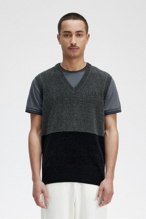 Fred Perry Colour Block Chenille Tank Strickwaren Herren Grün | MCHHR85818