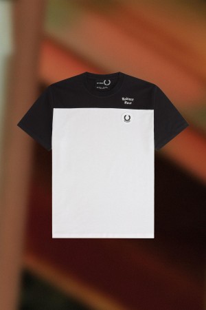 Fred Perry Contrast Panel T-shirts Herren Schwarz | BCHSO35416