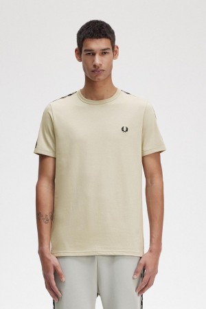 Fred Perry Contrast Tape Ringer T-shirts Herren Hellschwarz | FCHHY18308