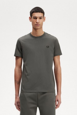 Fred Perry Contrast Tape Ringer T-shirts Herren Grün Grün | QCHUV84424