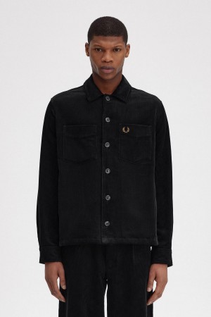 Fred Perry Cord Hemd Herren Schwarz | CHXBR13045