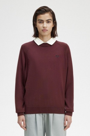 Fred Perry Crew Neck Jumper Strickwaren Damen Oxblood | UCHTG59378