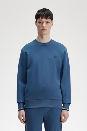 Fred Perry Crew Neck Sweatshirt Trainingsanzug Herren Blau | ACHWC67943