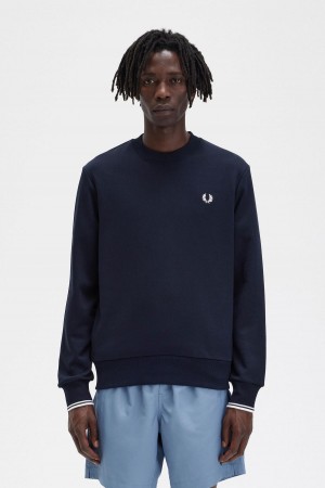 Fred Perry Crew Neck Sweatshirts Herren Navy | CHJKU17421