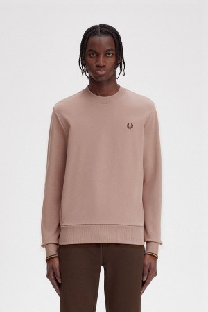 Fred Perry Crew Neck Sweatshirts Herren Dunkelrosa | CHIIZ94576