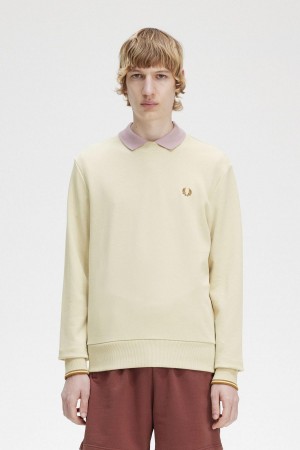 Fred Perry Crew Neck Sweatshirts Herren Oatmeal | DCHVO63869