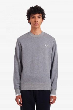 Fred Perry Crew Neck Sweatshirts Herren Steel Marl | CHCIF25981