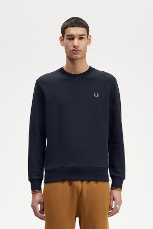 Fred Perry Crew Neck Sweatshirts Herren Navy Dunkel | CHICD79016