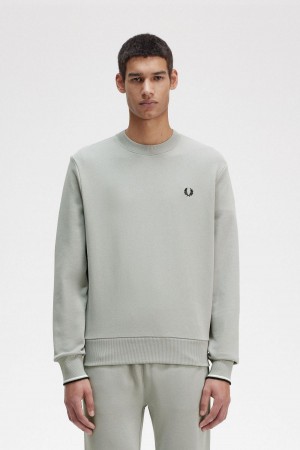 Fred Perry Crew Neck Sweatshirts Herren Limestone | XCHBH98313
