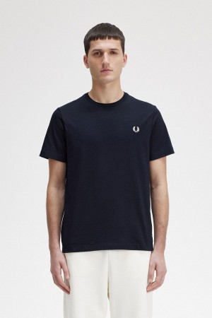 Fred Perry Crew Neck T-shirts Herren Navy | CHXBR19682