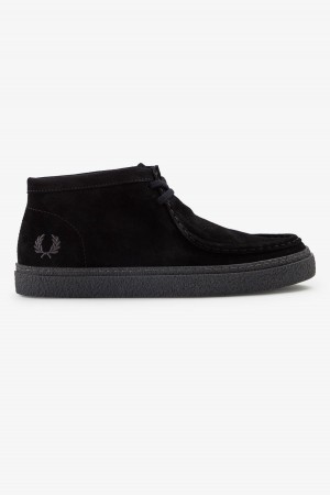 Fred Perry Dawson Mid Schuhe Herren Schwarz | CHIIZ27653