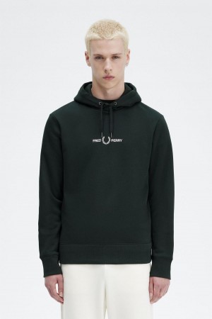 Fred Perry Embroidered Mit Kapuze Sweatshirts Herren Grün | SCHVO32429