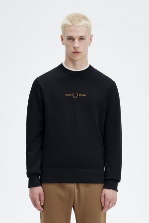 Fred Perry Embroidered Sweatshirts Herren Navy | CHQCS84124
