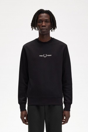 Fred Perry Embroidered Sweatshirts Herren Schwarz | UCHND48862
