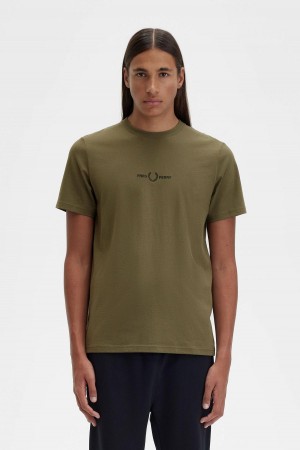 Fred Perry Embroidered T-shirts Herren Grün | BCHSO68434