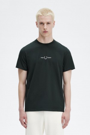 Fred Perry Embroidered T-shirts Herren Grün | UCHND56547