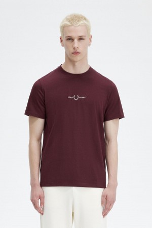 Fred Perry Embroidered T-shirts Herren Oxblood | FCHHY51376