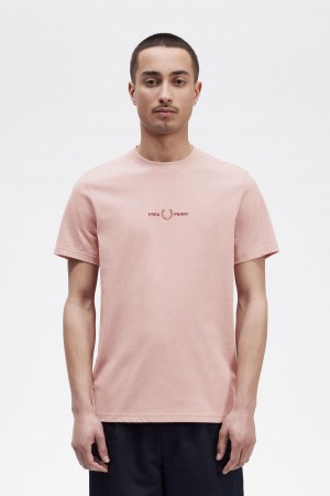 Fred Perry Embroidered T-shirts Herren Rosa Rosa | UCHTG61657