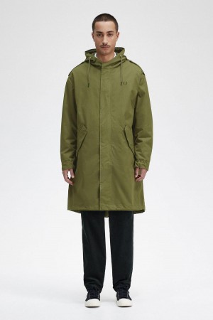 Fred Perry Faux Fur Gefütterte Parka Mäntel Herren Grün | UCHND50468