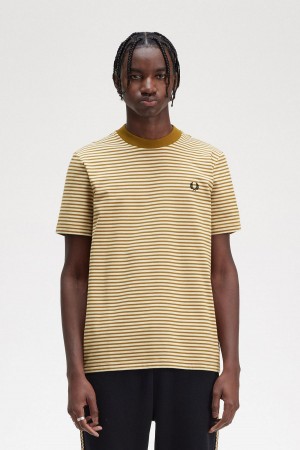 Fred Perry Fine Stripe Heavyweight T-shirts Herren Dunkel | ZCHNQ58947