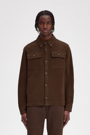 Fred Perry Fleece Hemd Herren Burnt Tobacco | CHJVR85617