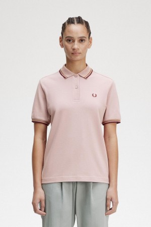 Fred Perry G3600 T-shirts Damen Rosa Rosa | CHQCS19090