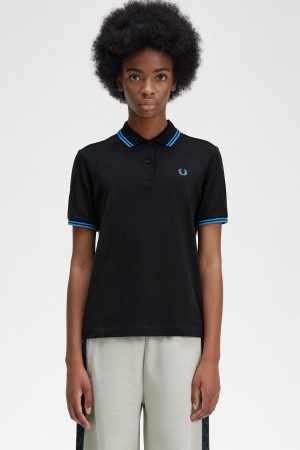 Fred Perry G3600 T-shirts Damen Schwarz Blau Blau | DCHKV94034