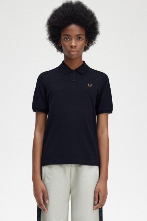Fred Perry G6000 T-shirts Damen Navy | CHJKU55167