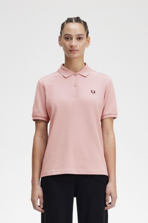 Fred Perry G6000 T-shirts Damen Rosa Rosa Schwarz | CHEAH55248
