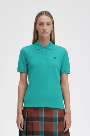 Fred Perry G6000 T-shirts Damen Tiefesmintfarben Schwarz | BCHSO16392