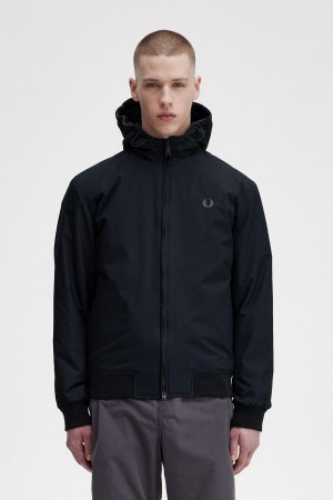 Fred Perry Gepolstert Mit Kapuze Brentham Mäntel Herren Schwarz | FCHUI24867