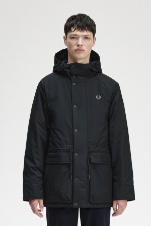 Fred Perry Gepolstert Zip Through Mäntel Herren Schwarz | SCHVO41546