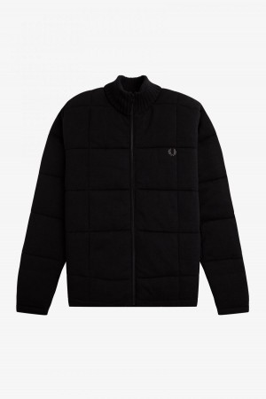 Fred Perry Gesteppt Gestrickt Jacket Strickwaren Herren Schwarz | CHIIZ20433