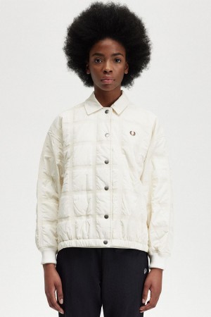 Fred Perry Gesteppt Mäntel Damen Ecru | UCHTG47840
