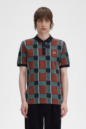 Fred Perry Glitch Tartan Polo Shirt Polo Shirts Herren Braun | MCHHR47012