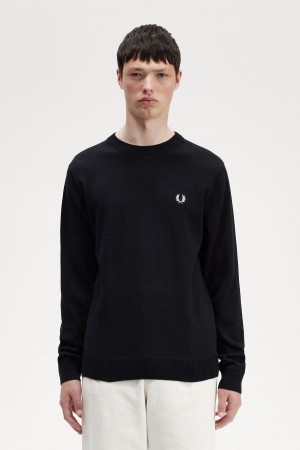 Fred Perry Graphic Laurel Wreath Jumper Strickwaren Herren Schwarz | ZCHNQ21624