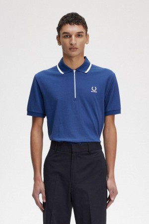 Fred Perry Half Zip Polo Shirt Polo Shirts Herren Königsblau Blau | ACHWC87123