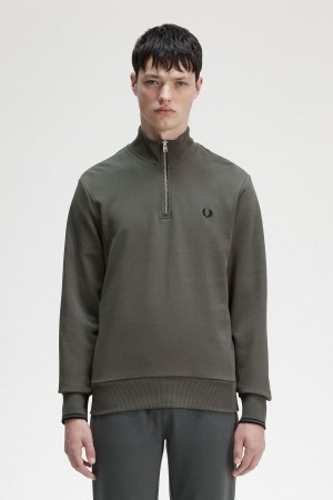 Fred Perry Half Zip Sweatshirt Trainingsanzug Herren Grün | XCHGW84182