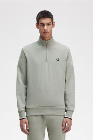Fred Perry Half Zip Sweatshirt Trainingsanzug Herren Limestone | CHZDE75757