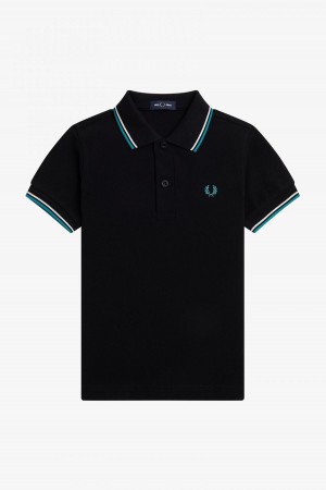 Fred Perry Kids Twin Tipped Kinder Accessories Schwarz Tiefesmintfarben | CHZDE70749