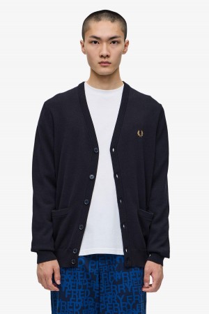 Fred Perry Klassische Cardigan Strickwaren Herren Navy | ECHVG82324