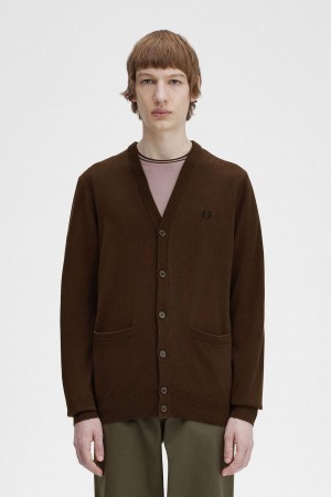 Fred Perry Klassische Cardigan Strickwaren Herren Burnt Tobacco | LCHTR32954
