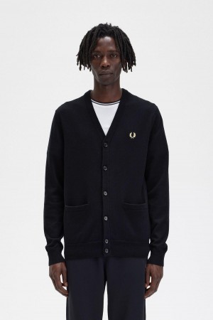 Fred Perry Klassische Cardigan Strickwaren Herren Schwarz | PCHQX47511